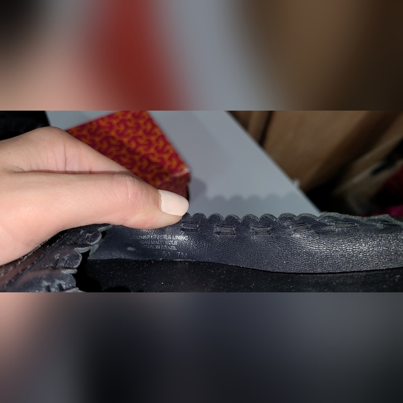 Tory Burch Designer Dark Navy Blue Abbey Leather Ballet Flats Size 7 - Picture 8 of 8